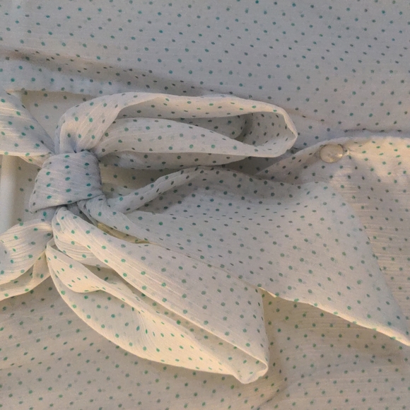 Short Sleeve Tie Neck Blouse - Picture 2 of 5